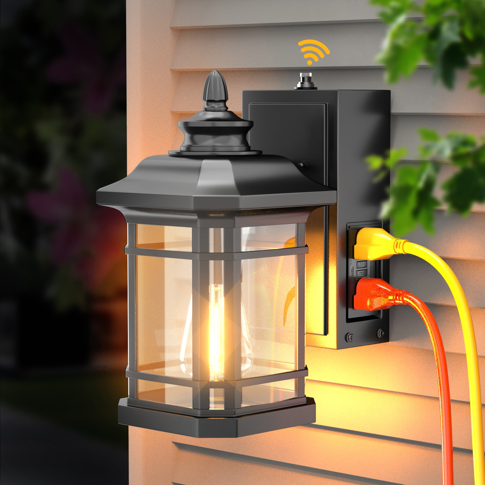 Charlton Home® Dusk To Dawn Outdoor Lights With Gfci Outlet Sensor